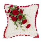 Based Cushion  Red and White