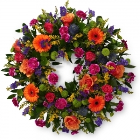 Wreath Mixed Flowers (Vibrant Jewel)