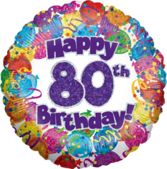 80th Birthday Balloon buy online or call 01442 242 600